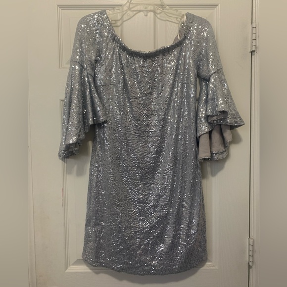 Boston Proper metallic Sequins Dress Size 10 - Picture 1 of 5